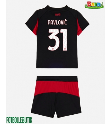 AC Milan Strahinja Pavlovic #31 Hemmaställ Barn 2025-26 Kortärmad (+ Korta byxor)